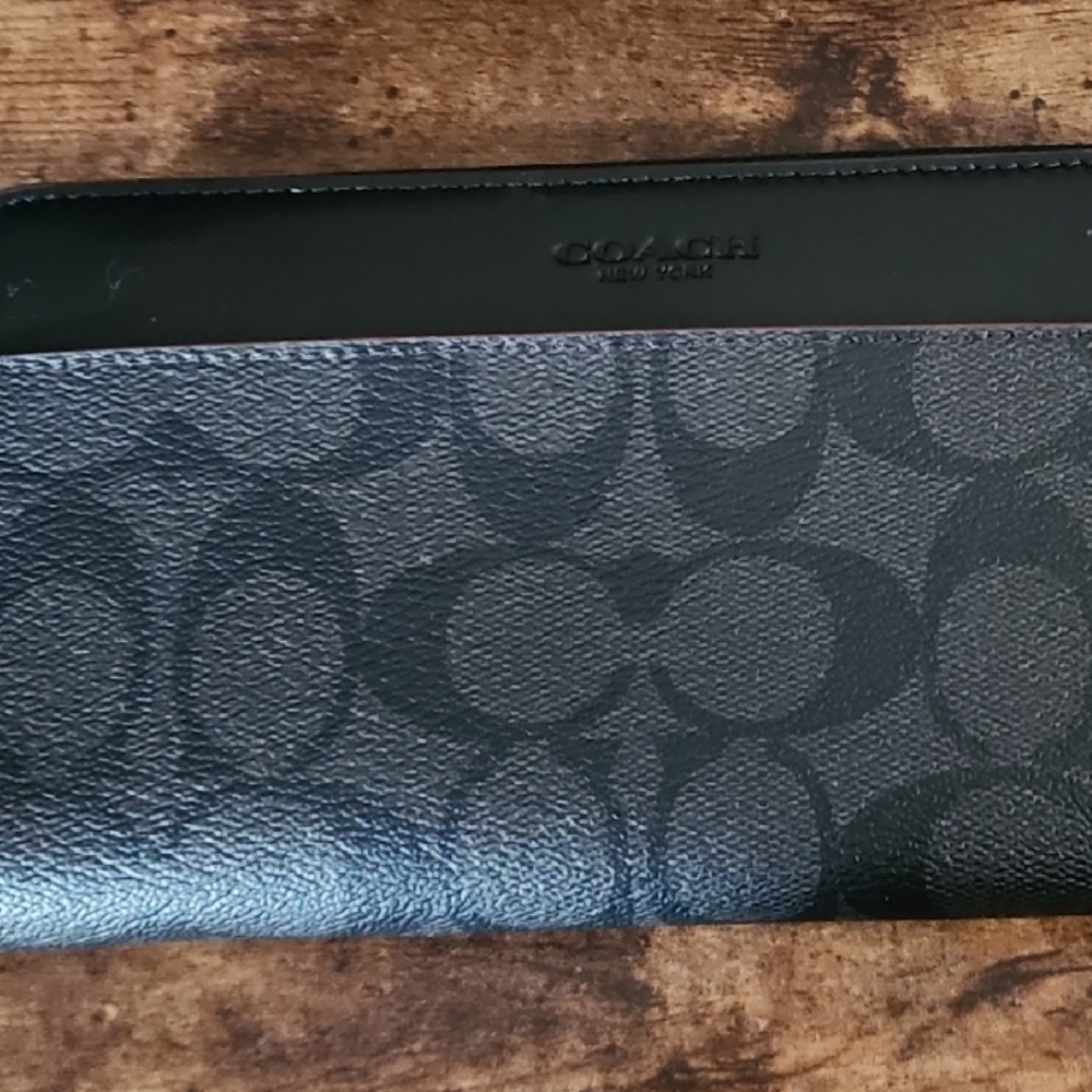 Coach Black Leather Signature Clutch